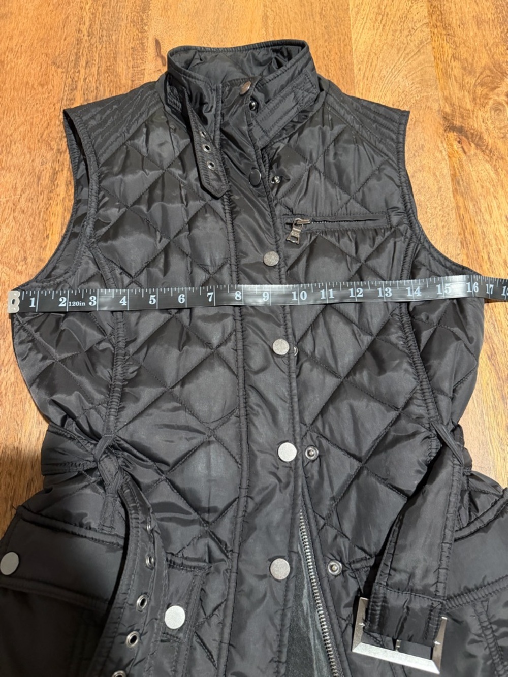 Banana Republic Black Quilted Belted Vest XS Petite - Picture 6 of 10